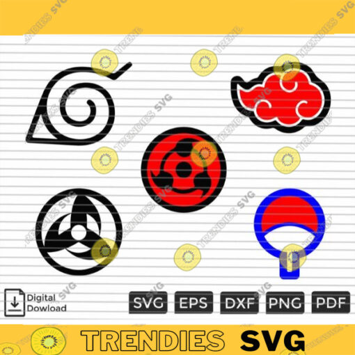 Anime Logo Bundle SVG PNG Graphic Ninja Arts Custom File Printable File for Cricut Silhouette