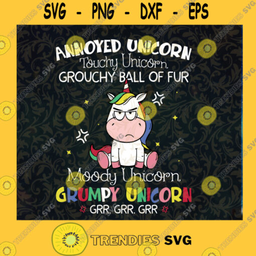 Annoyed Unicorn Touchy Unicorn Grouchy Ball Of Fur Funny Gifts PNG File Download Svg file Cutting Files Vectore Clip Art Download Instant