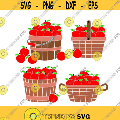 Apple Basket Harvest Autumn Fall Cuttable Design Thanksgiving Pack SVG PNG DXF eps Designs Cameo File Silhouette Design 540