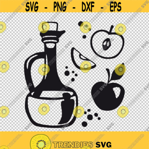 Apple Cider Vinegar Apples Jar Jug Bottle SVG PNG EPS File For Cricut Silhouette Cut Files Vector Digital File