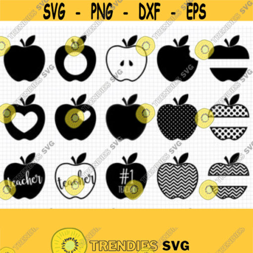 Apple Teacher SVG. Apple Monogram Clipart. Teacher Gift Cut Files. Vector Files for Cutting Machine png dxf eps jpg pdf Instant Download Design 46