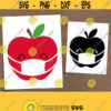 Apple with Mask SVG. Teacher Gift Cut Files. Quarantine Vector Files Cutting Machine Covid Clipart Instant Download dxf eps png jpg pdf Design 823