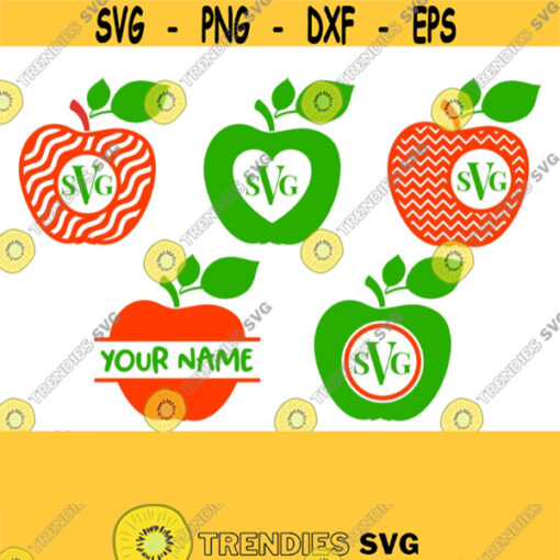 Apples Svg Apple Monogram Svg Teacher Back to School Svg Apple Name Frames Svg Initial Borders svg Cricut File Silhouette Dxf Png Jpg Design 795