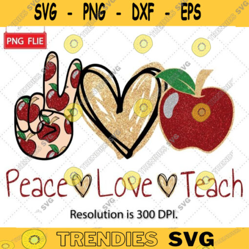 Apples Teacher Sublimation Download PNG Apple Peace Love Teach PNG Peace Love Teach Sublimation Download Teacher Instant Download 360