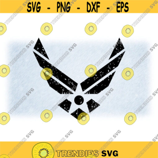 Armed Forces Clipart Black Distressed or Grunge Easy U.S. Air Force Bird Shape Military Logo Digital Download SVG PNG Formats Design 716