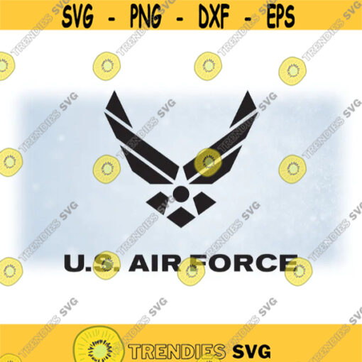 Armed Forces Clipart Black Simple and Easy U.S. Air Force Words with Bird Shape Military Logo Digital Download SVG PNG Formats Design 406