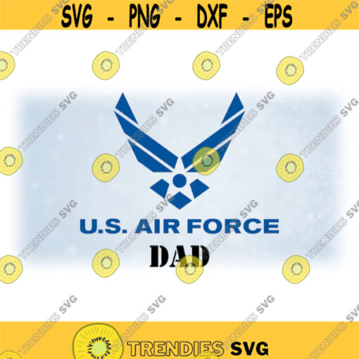 Armed Forces Clipart Blue Simple and Easy U.S. Air Force Dad Words with Bird Shape Military Logo Digital Download SVG PNG Formats Design 958