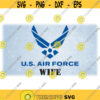 Armed Forces Clipart Blue Simple and Easy U.S. Air Force Wife Words with Bird Shape Military Logo Digital Download SVG PNG Formats Design 684