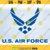 Armed Forces Clipart Blue Simple and Easy U.S. Air Force Words with Bird Shape Military Logo Digital Download SVG PNG Formats Design 198