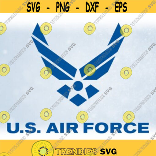Armed Forces Clipart Blue Simple and Easy U.S. Air Force Words with Bird Shape Military Logo Digital Download SVG PNG Formats Design 198