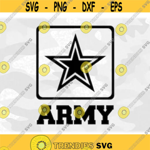 Armed Forces Clipart Simple Easy Bold Black Army Word and Star Military Logo with Collegiate Block Letters Digital Download SVG PNG Design 365