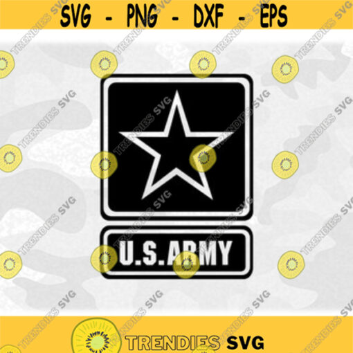 Armed Forces Clipart Simple Easy U.S. Army Words with Star Military Logo Black Version and Layered Version Digital Download SVG PNG Design 217