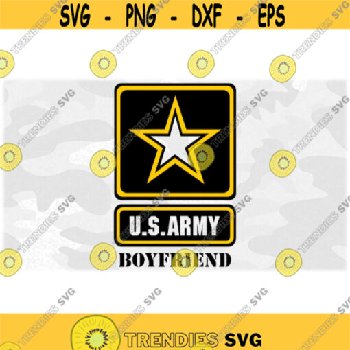 Armed Forces Clipart U.S. Army Star Military Logo with Boyfriend for Male Mate BlackWhiteYellow Layers Digital Download SVGPNG Design 898