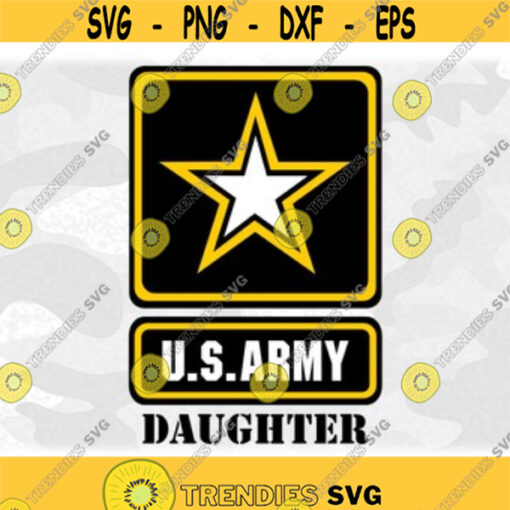 Armed Forces Clipart U.S. Army Star Military Logo with Daughter for Female Child BlackWhiteYellow Layers Digital Download SVGPNG Design 232