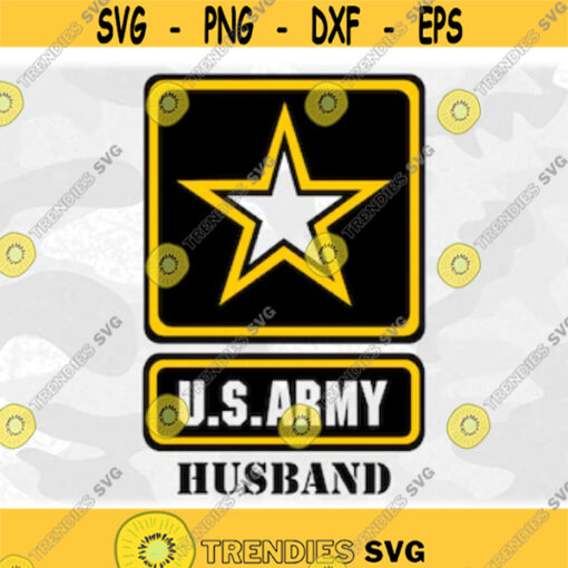 Armed Forces Clipart U.S. Army Star Military Logo with Husband for Male Spouse BlackWhiteYellow Layers Digital Download SVGPNG Design 301