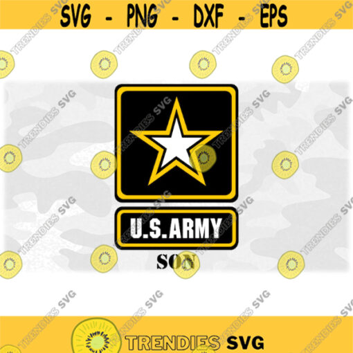 Armed Forces Clipart U.S. Army Star Military Logo with Son for Male Child BlackWhiteYellow Layers Digital Download SVGPNG Design 696