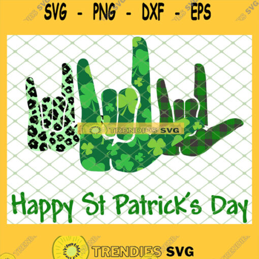 Asl Sign Language Buffalo Plaid St PatrickS Day SVG PNG DXF EPS 1