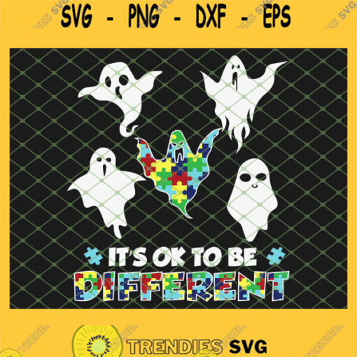 Autism Boo Ghost Ghoul Its Ok To Be Different SVG PNG DXF EPS 1