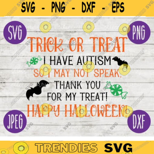 Autism Halloween Bag SVG Trick or Treat svg png jpeg dxf Silhouette Cricut Commercial Use Vinyl Cut File Happy Halloween 1320