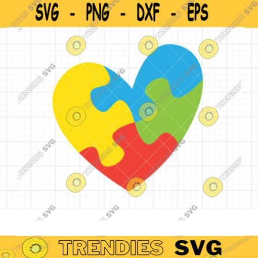 Autism Puzzle Heart SVG DXF Autism Awareness Jigsaw Heart Autism Autistic Symbol svg dxf Cut File for Cricut and Silhouette copy