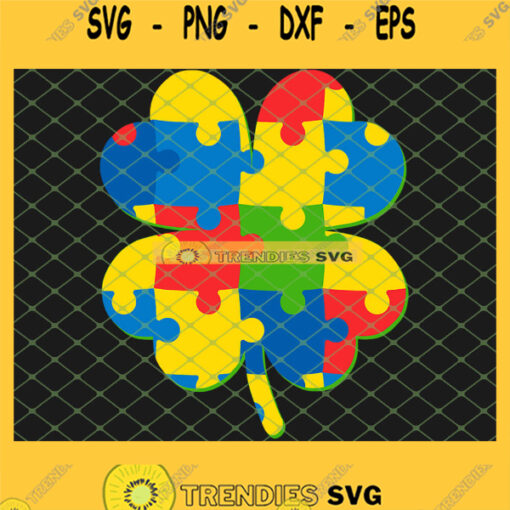 Autism St Patricks Day Kids Irish Puzzle Piece SVG PNG DXF EPS 1