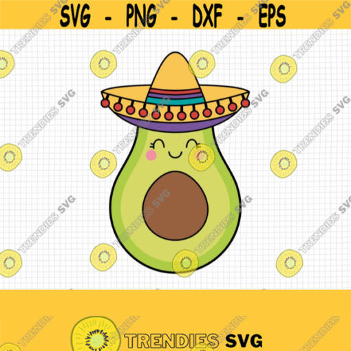 Avocado SVG. Fiesta Cinco de Mayo Cut Files. Mexican Food SVG Girl Avocado with Sombrero PNG Clipart. Shirt Vector Files for Cutting Machine Design 653