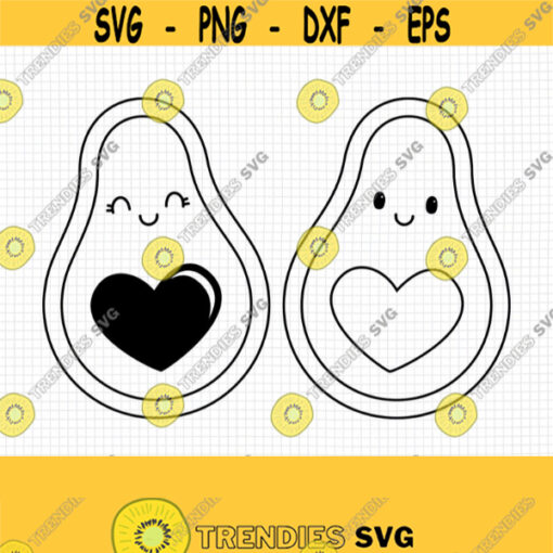 Avocado SVG. Heart Seed Avocado Girl Boy Cut Files. Cute Kawaii Avocado PNG Clipart. Vector Files Cutting Machine Digital Instant Download Design 826