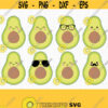 Avocado SVG. Kawaii Avocado Bundle Clipart PNG. Cute Mustache Avocado Cut Files. Food Vector Files Cutting Machine Digital Instant Download Design 649