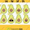 Avocado SVG. Kawaii Avocado Bundle Clipart PNG. Cute Mustache Avocado Cut Files. Food Vector Files Cutting Machine Digital Instant Download Design 867