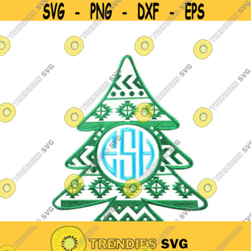 Aztec Print Christmas Tree Design Frame Monogram Design Machine Embroidery INSTANT DOWNLOAD pes dst Design 806