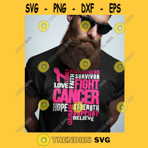 BREAST CANCER SVG Breast Cancer Word Art Lung Cancer All Cancer Fight Svg Eps Dxf Eps Pdf
