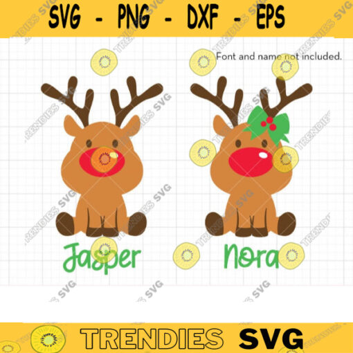 Baby Boy and Girl Reindeer SVG Cute Christmas Sitting Reindeer with Bow svg dxf Cut Files for Cricut and Silhouette Clipart copy