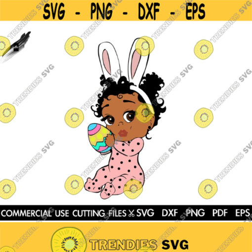 Baby Bunny SVG First Easter Svg Easter Bunny Svg Black Girl Easter Bunny Svg Svg For Girls Kids Easter Design Svg Cut File Silhouette Design 382