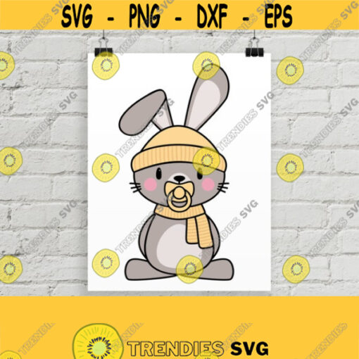 Baby Bunny with Pacifier SVG. Cute Baby Bunny Bundle Cut Files. Dummy Bunny Clipart PNG. Vector File for Cutting Machine dxf eps Download Design 117