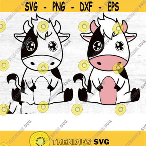 Baby Cow SVG Cow image Cow Png Cow with Flower Crown SVG Cow cut file files for cricut JPEG gift for kids svg