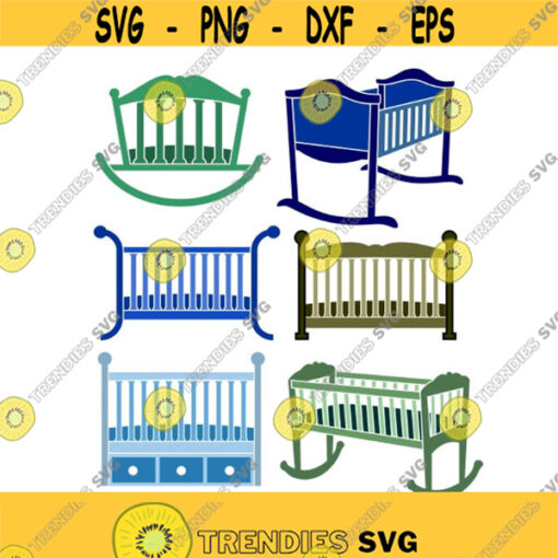 Baby Crib Cuttable Design SVG PNG DXF eps Designs Cameo File Silhouette Design 259