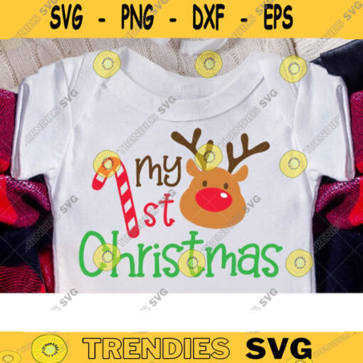 Baby First Christmas SVG DXF My Reindeer Baby 1st Christmas Cute Reindeer Face svg dxf Cuttable SVG Files for Cricut copy