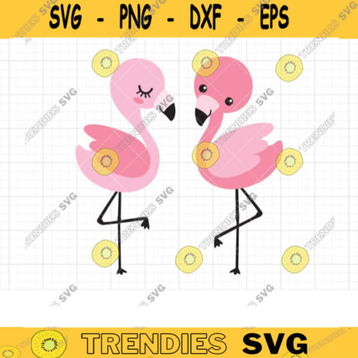 Baby Flamingo SVG DXF Cute Flamingo Couple Summer svg dxf Cut Files for Cricut and Silhouette Clipart Clip Art Commercial Use copy