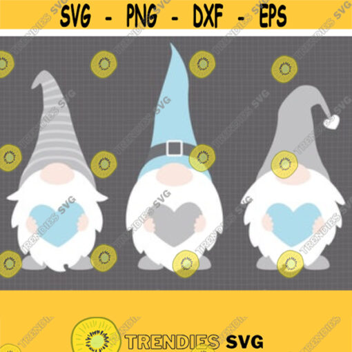 Baby Gnomes SVG Bundle. Blue and Grey Baby Boy Gnome Clipart PNG. Love Hearts Cut File Silhouette Vector Cutting Machine Instant Download Design 374