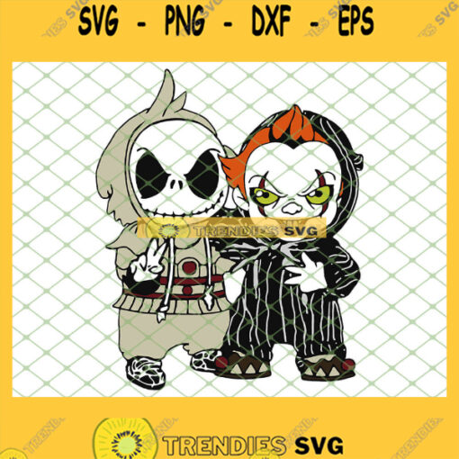 Baby Jack Skellington And Pennywise Shirt Happy Halloween Costume SVG PNG DXF EPS 1