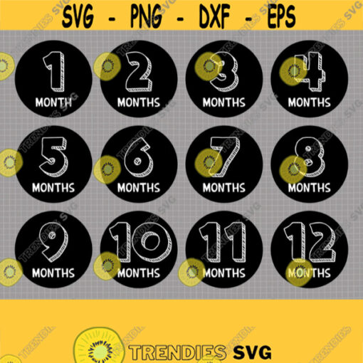 Baby Milestone SVG. Baby First Year Months Circles Cut Files. Baby Age Monthly Photo Props. Digital Instant Download dxf eps png jpg pdf Design 865