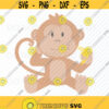 Baby Monkey SVG Cartoon Monkey Vector Images Baby Monkey Banana Clip Art SVG Files For Cricut Eps Png dxf Stencil ClipArt Silhouette Design 360