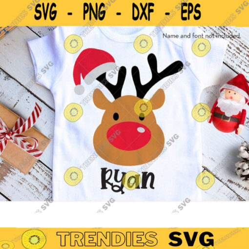 Baby Reindeer with Santa Hat SVG Baby First Christmas Cute Reindeer Face Clipart Svg Dxf Png Cut files for Cricut and Silhouette copy