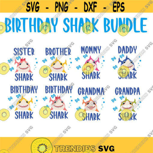Baby Shark Birthday Bundle Decal Files cut files for cricut svg png dxf Design 508