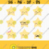 Baby Star SVG. Kids Cute Star Clipart. Kawaii Star Faces Bundle Cut Files Vector Files for Cutting Machine png dxf eps Instant Download Design 601