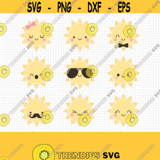 Baby Sun SVG. Kids Cute Sun Clipart. Kawaii Sun Faces Bundle Cut Files. Sun Vector Files for Cutting Machine png dxf eps Instant Download Design 569