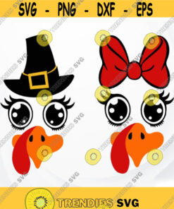 Baby Turkey Face svg, Thanksgiving SVG, Girl Turkey Face with Bow svg, Turkey head svg, Boy Turkey Face svg file for Cricut Design -373