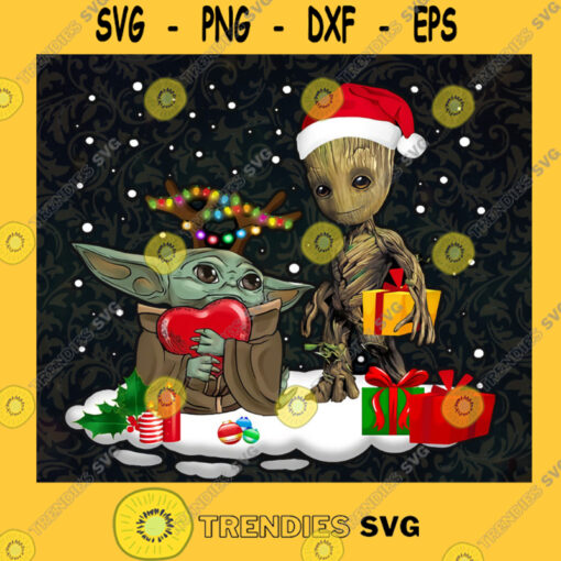 Baby Yoda Santa And Baby Groot Christmas PNG Yoda Lover Christmas PNG Star Wars Lover PNG