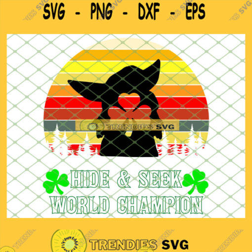 Baby Yoda St Patricks Day Hide Seek World Champion Vintage SVG PNG DXF EPS 1