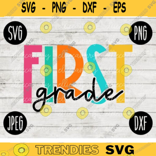 Back to School First Grade Teacher svg png jpeg dxf cut file Small Business Use SVG Teacher Appreciation First Day Rainbow 1206